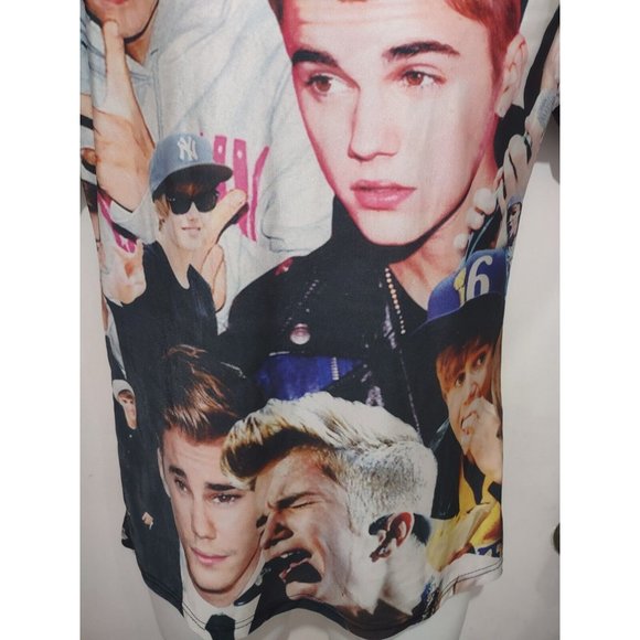Justin Bieber All Over Print Pictures of Face Photos Stretch T Shirt M-L - Picture 6 of 7
